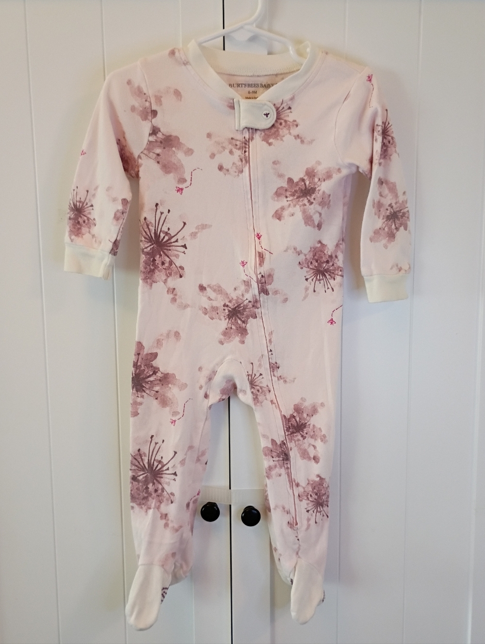 Burt's Bees Pink Floral Baby Footie